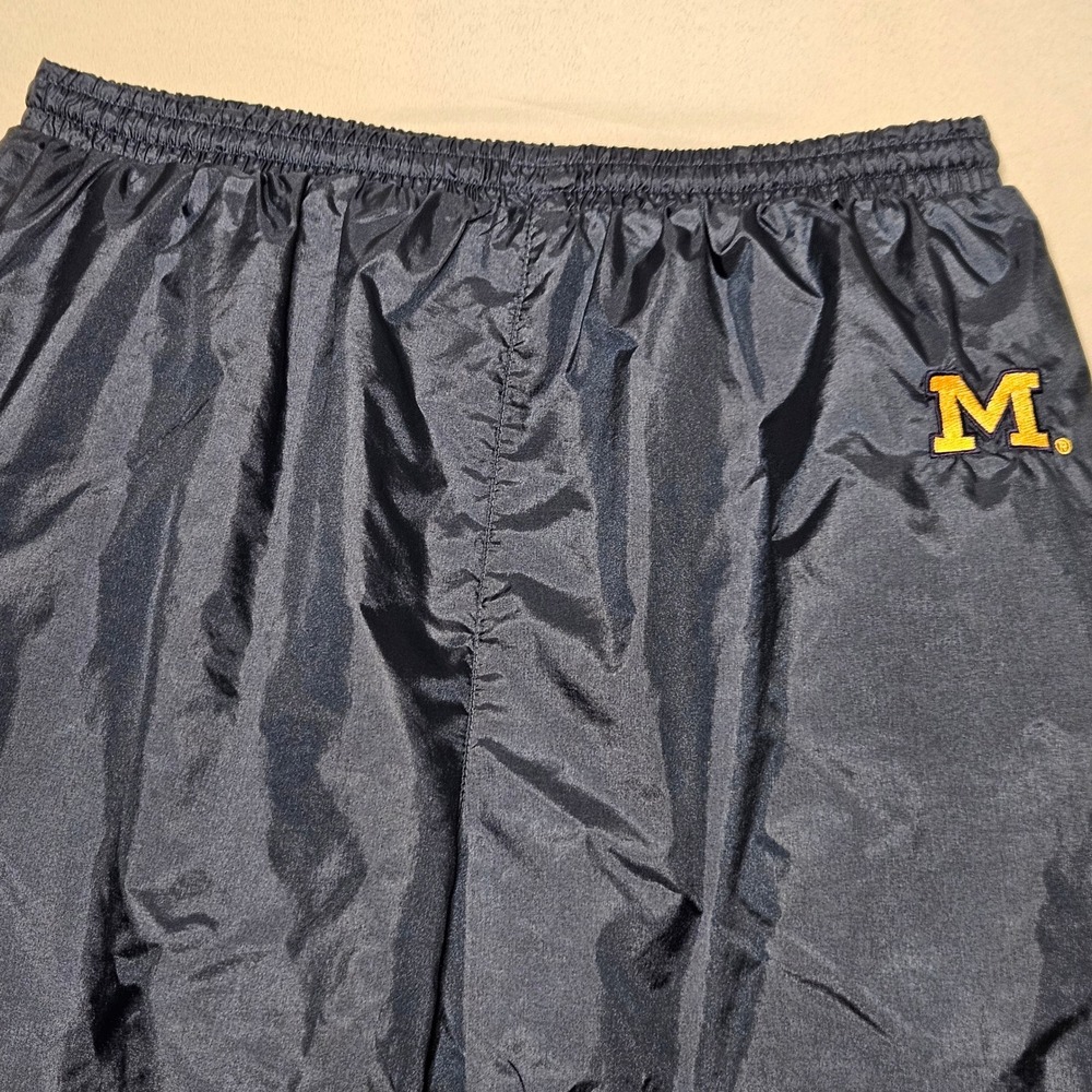 Pro Player Track Pants Mens Large Navy Blue Michigan Wolverines Nylon Joggers